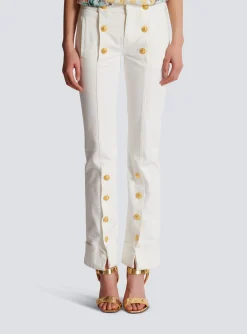 Women Balmain Buttoned Denim Jeans