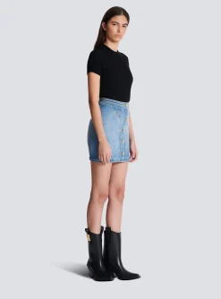 Women Balmain Buttoned Denim Skirt