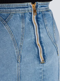 Women Balmain Buttoned Denim Skirt