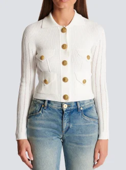 Women Balmain Buttoned Knit Cardigan