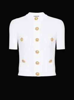 Women Balmain Buttoned Knit Cardigan