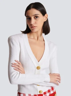 Women Balmain Buttoned Knit Cardigan