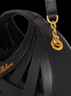 Women Balmain Calfskin Basket Bag With An Openwork Grid Motif