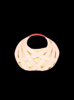 Women Balmain Calfskin Basket Bag With An Openwork Grid Motif