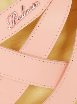 Women Balmain Calfskin Basket Bag With An Openwork Grid Motif