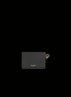 Women Balmain Calfskin Coin Card Holder