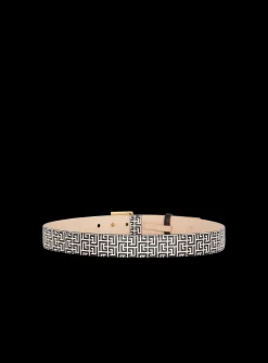 Women Balmain Calfskin PB Belt Embossed With The PB Labyrinth Monogram
