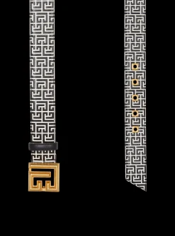 Women Balmain Calfskin PB Belt Embossed With The PB Labyrinth Monogram