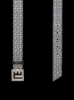 Balmain Calfskin PB Belt Embossed With The PB Labyrinth Monogram