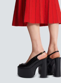 Women Balmain Cam Sandals In Patent Leather