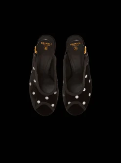 Women Balmain Cam Sandals In Velvet With Polka Dots