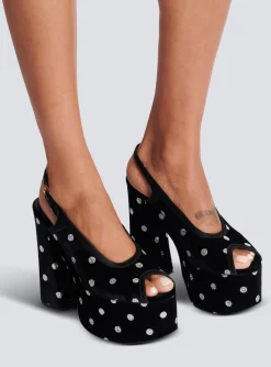 Women Balmain Cam Sandals In Velvet With Polka Dots