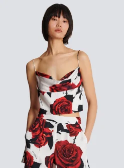 Women Balmain Cami Top With Roses Print
