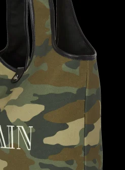 Balmain Camouflage Canvas B-Army Grocery Bag With Vintage Logo