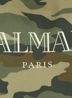 Balmain Camouflage Canvas B-Army Grocery Bag With Vintage Logo