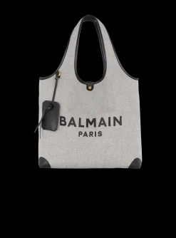 Women Balmain Canvas And Leather B-army Grocery Bag