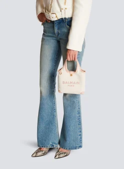 Women Balmain Canvas And Leather B-army Grocery Bag
