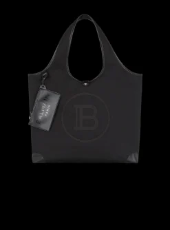 Women Balmain Canvas And Leather Grocery Bag
