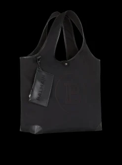 Women Balmain Canvas And Leather Grocery Bag