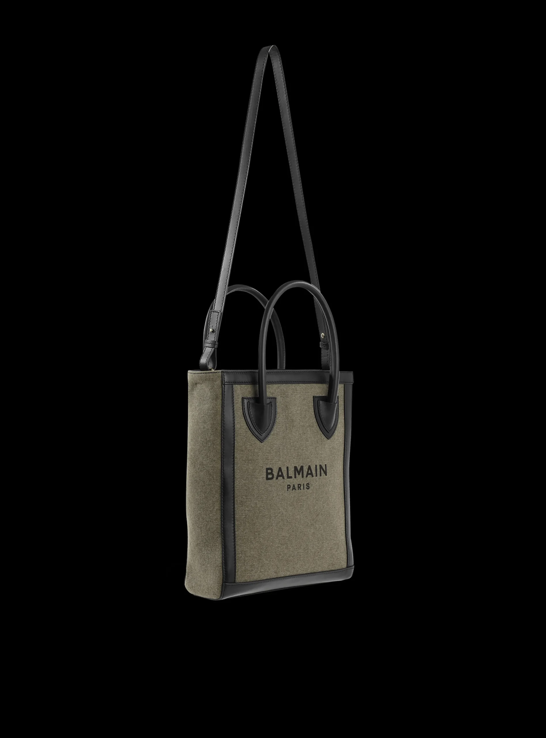 Women Balmain Canvas B-Army 26 Bag With Leather Panels