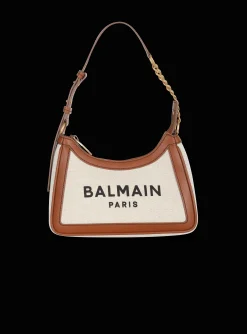 Women Balmain Canvas B-Army Handbag With Leather Panels