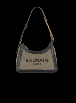Women Balmain Canvas B-Army Handbag With Leather Panels