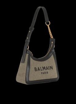 Women Balmain Canvas B-Army Handbag With Leather Panels