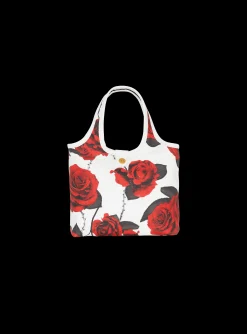 Women Balmain Canvas B-Army Mini Grocery Bag With A Roses Print