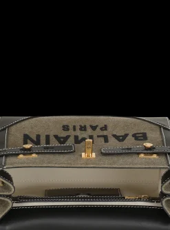 Women Balmain Canvas B-Buzz 23 Bag With Leather Panels