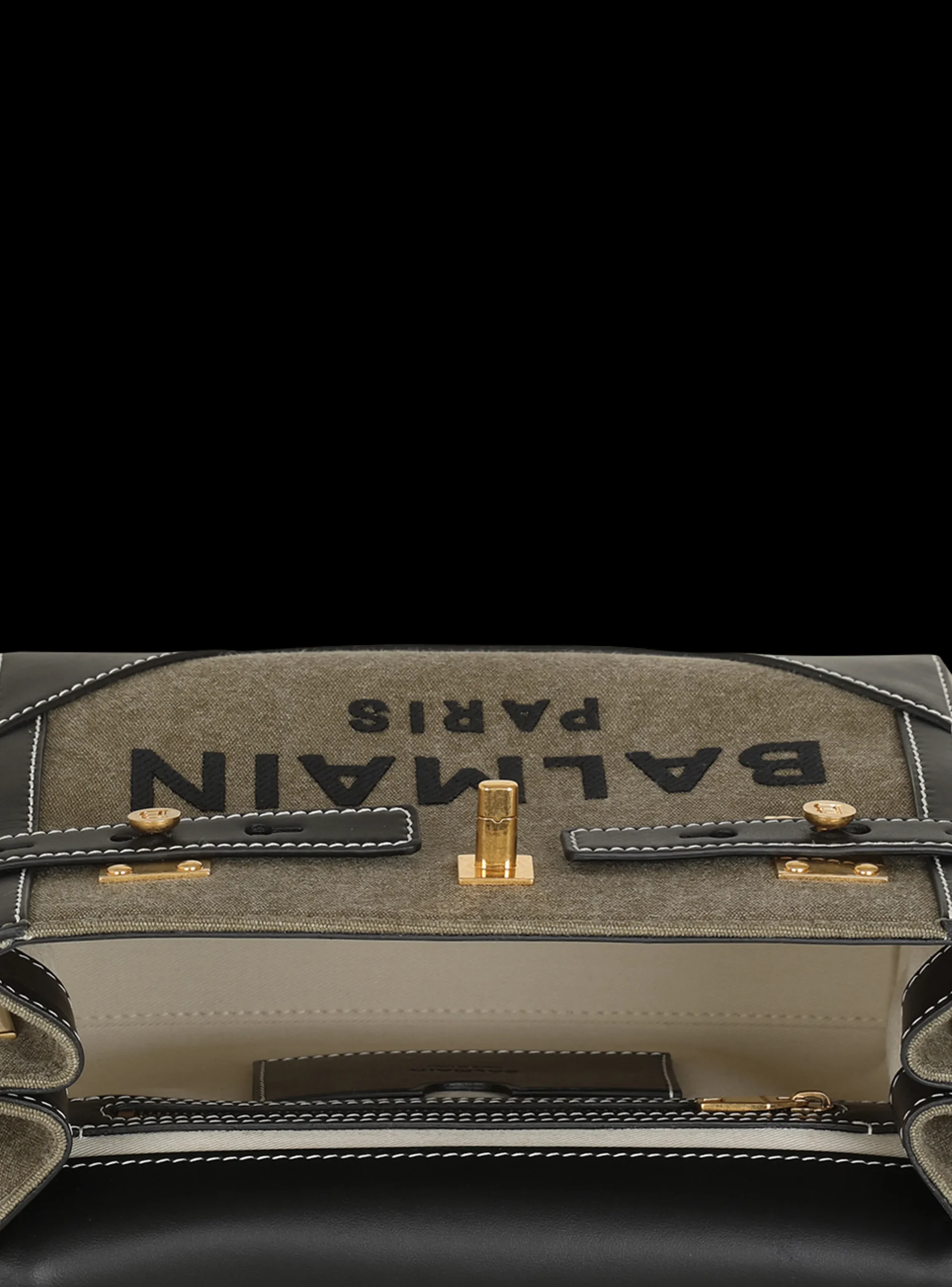 Women Balmain Canvas B-Buzz 23 Bag With Leather Panels
