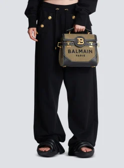 Women Balmain Canvas B-Buzz 23 Bag With Leather Panels