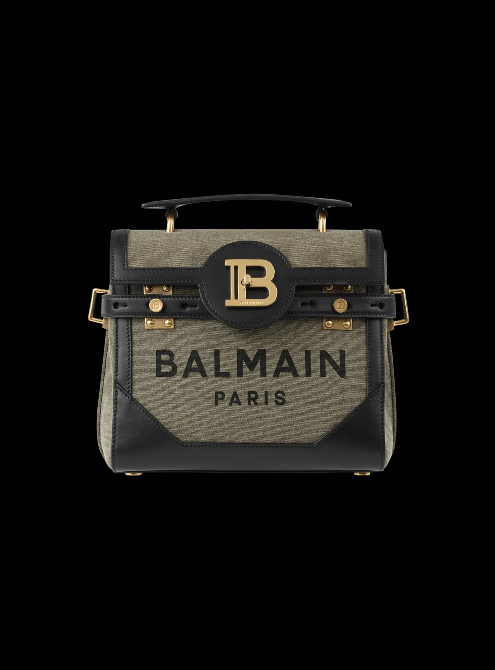 Women Balmain Canvas B-Buzz 23 Bag With Leather Panels