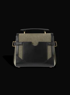 Women Balmain Canvas B-Buzz 23 Bag With Leather Panels