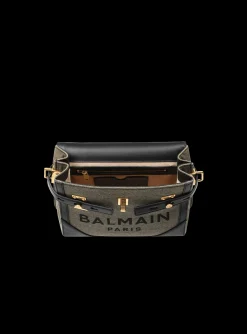 Women Balmain Canvas B-Buzz 23 Bag With Leather Panels