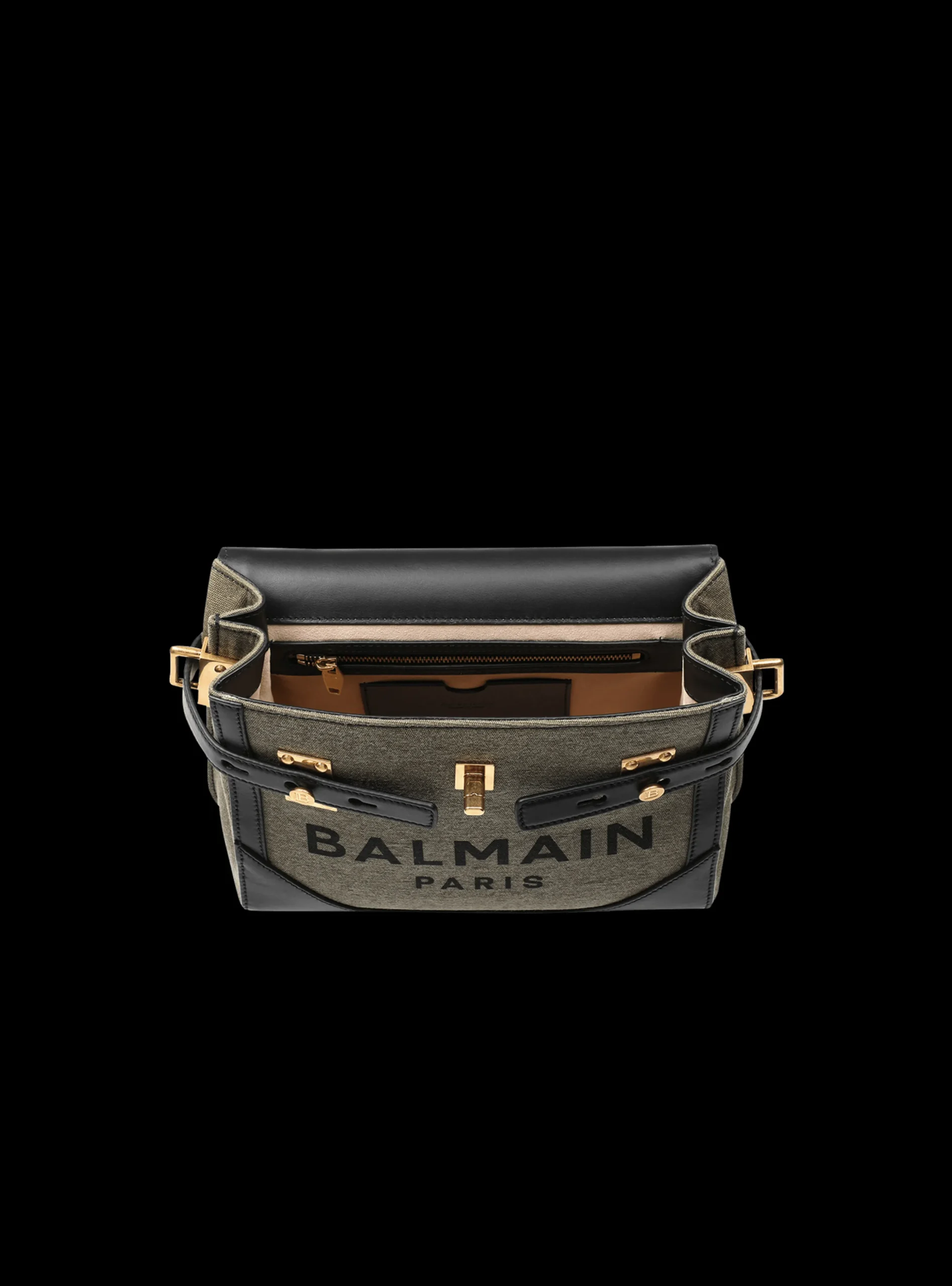 Women Balmain Canvas B-Buzz 23 Bag With Leather Panels