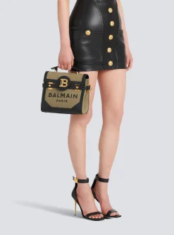 Women Balmain Canvas B-Buzz 23 Bag With Leather Panels