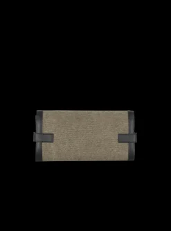 Women Balmain Canvas B-Buzz 23 Clutch Bag With Leather Panels