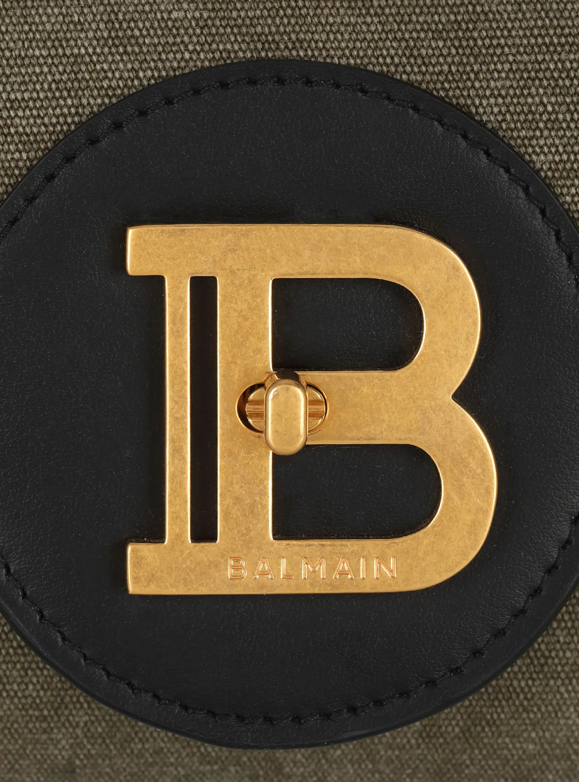 Women Balmain Canvas B-Buzz 23 Clutch Bag With Leather Panels