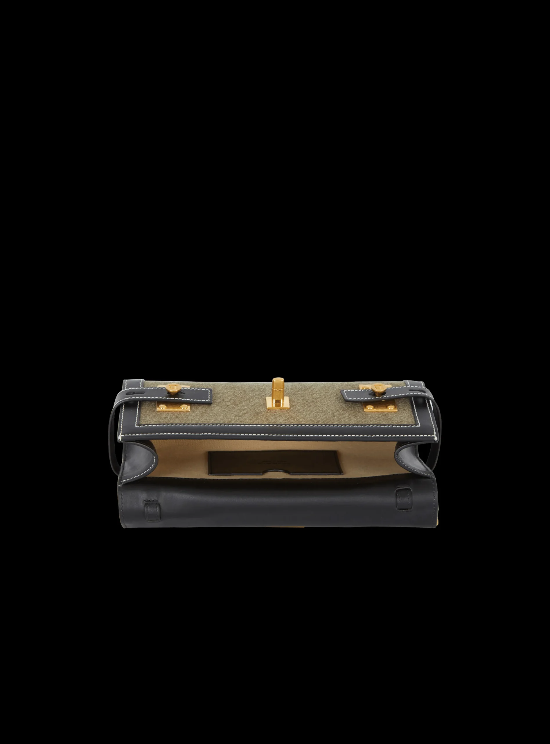 Women Balmain Canvas B-Buzz 23 Clutch Bag With Leather Panels