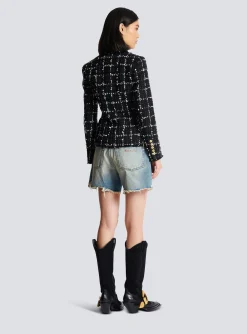 Women Balmain Check Tweed 6-button Jacket