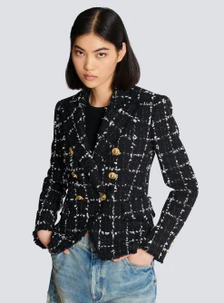 Women Balmain Check Tweed 6-button Jacket