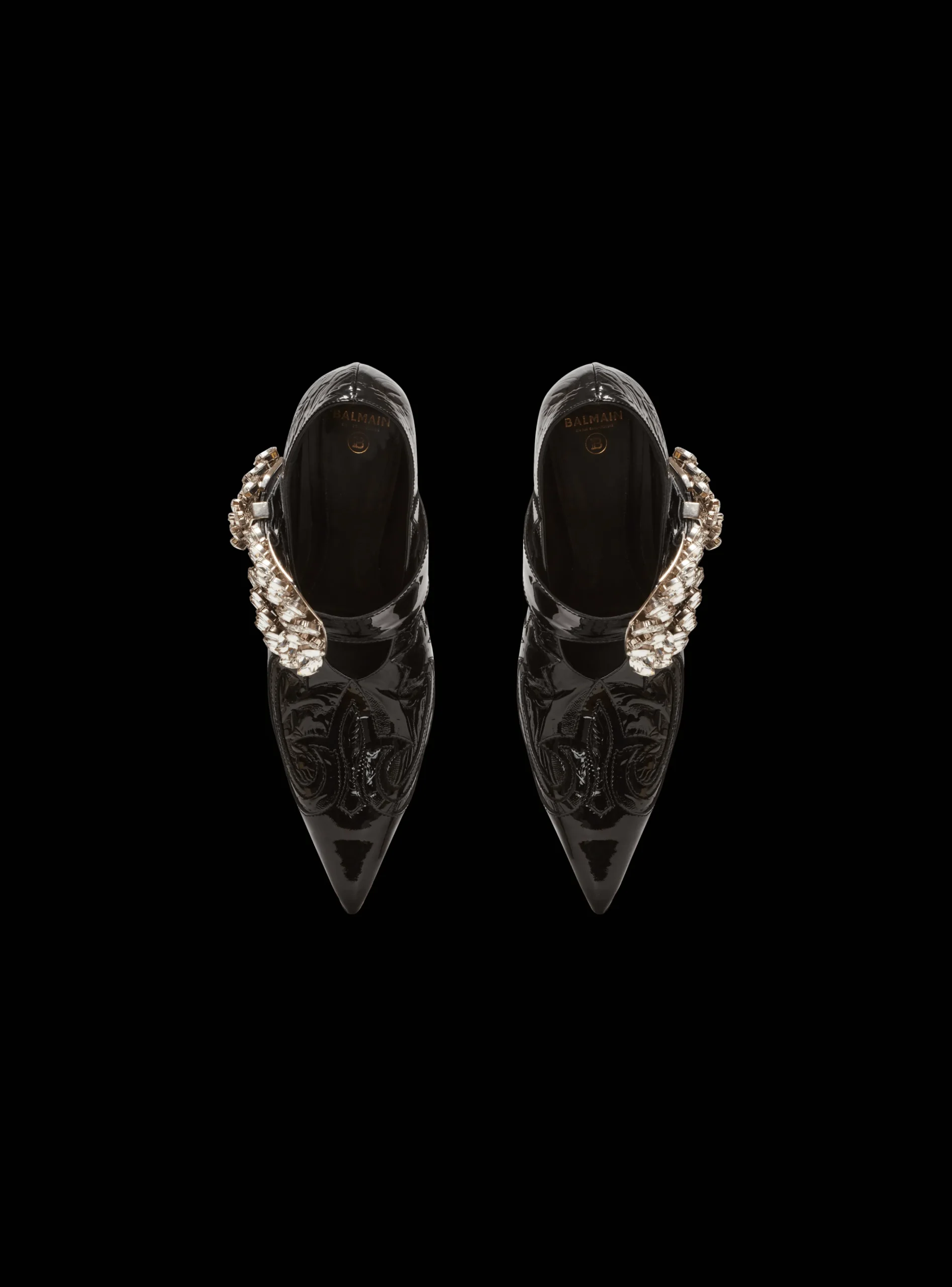 Women Balmain Clara Western Patchwork Patent Leather Pumps