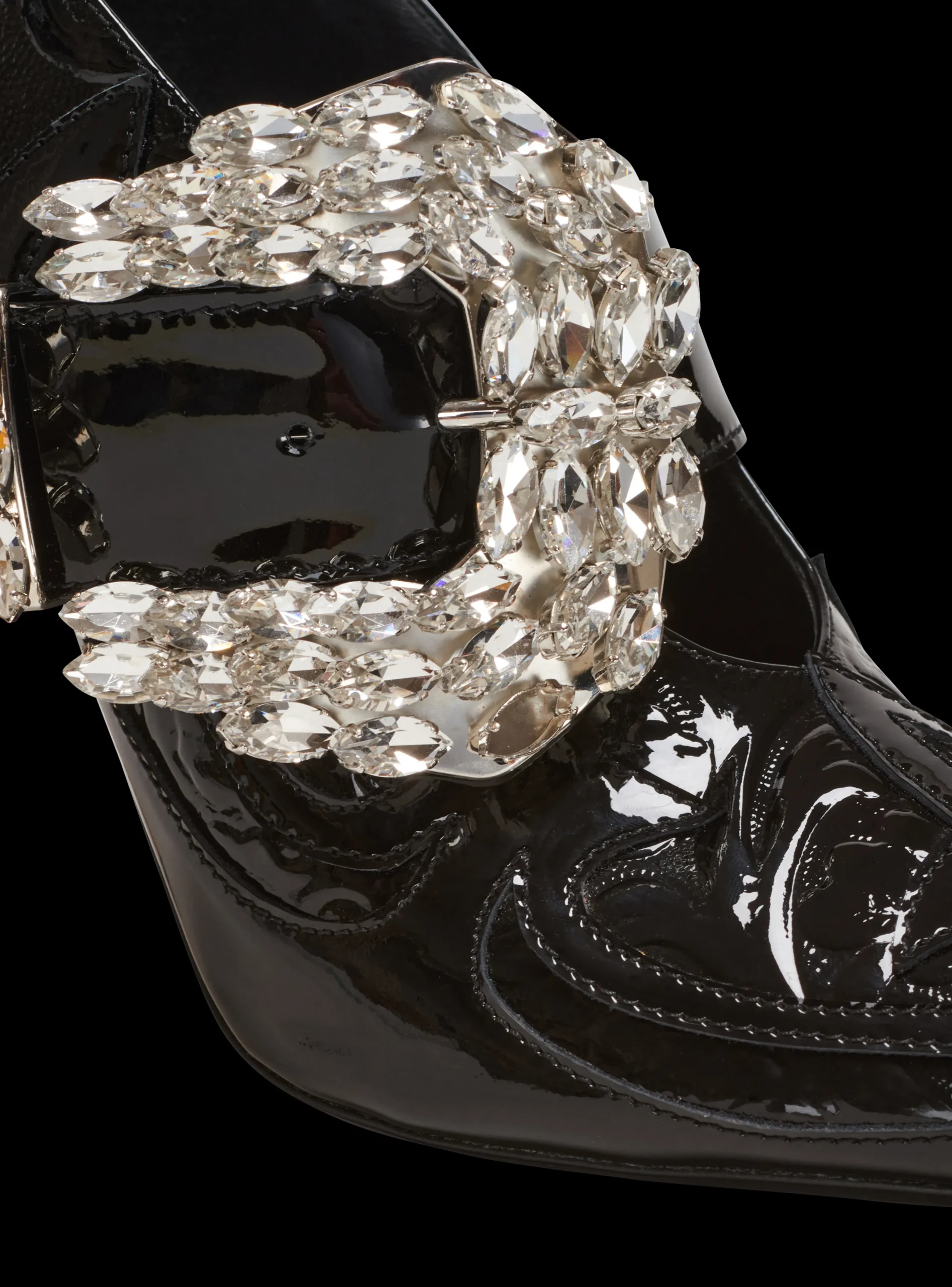 Women Balmain Clara Western Patchwork Patent Leather Pumps