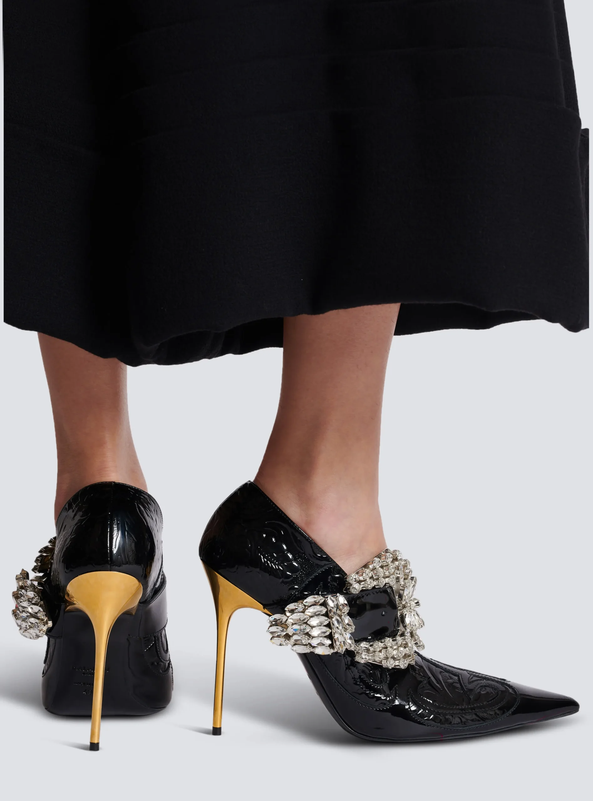 Women Balmain Clara Western Patchwork Patent Leather Pumps