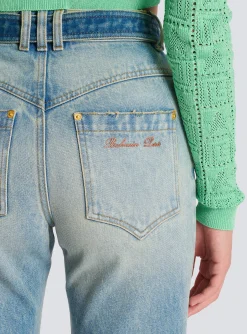 Women Balmain Classic Belted Jeans
