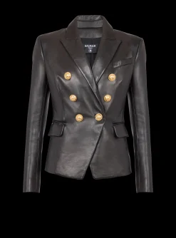 Women Balmain Classic 6-button Leather Jacket
