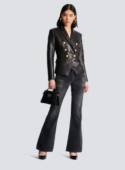Women Balmain Classic 6-button Leather Jacket