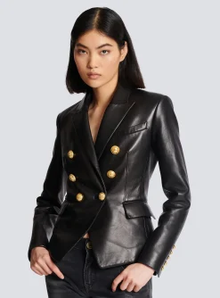 Women Balmain Classic 6-button Leather Jacket