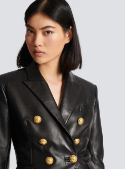 Women Balmain Classic 6-button Leather Jacket