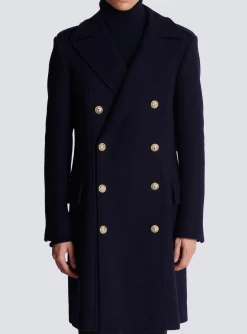 Balmain Coat In Felted Double-faced Wool